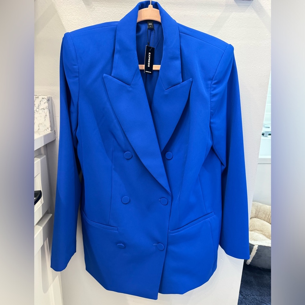 NWT, Royal Blue Double Breasted Blazer, Size L